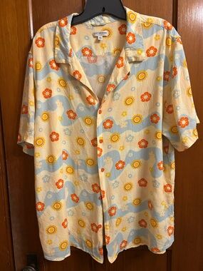 Earthbound Oversized Colorful Button Up Shirt, XL, Excellent Condition